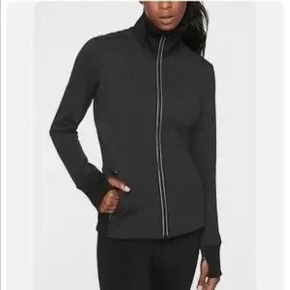 Athleta Women's Ridge Zip Front Jacket Black Front Zip Stretch Size S - Picture 1 of 7